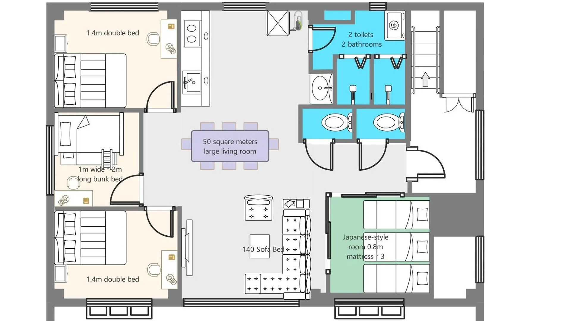 Asakusa,Ginza,Ueno,Skytree,Stn&Conv 1Min ,Family Suite,45 Mins To Airport,Kiyoka Hotel 清禾 Tokyo